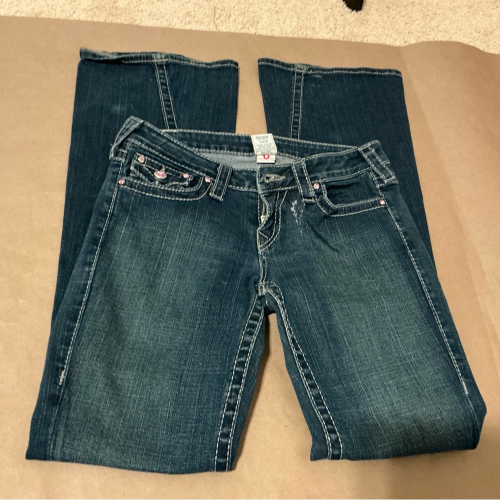 Authentic True Religion pink crystal rhinestone jeans Size 29